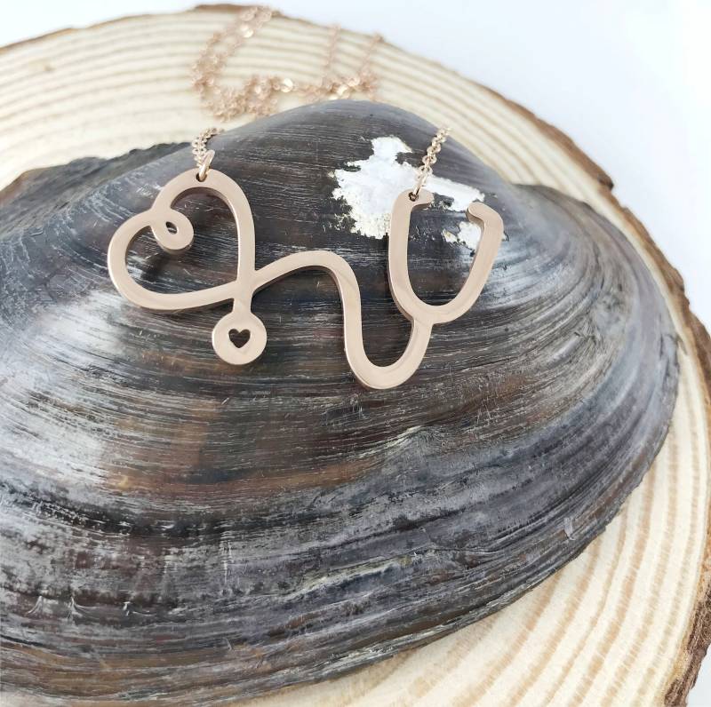 Liebe Herzschlag Figur Halskette, Roségold Stethoskop Liebeshalskette, Krankenpflege Graduierung, Krankenschwester, Doktor Medizinstudierender von CreatioDesign