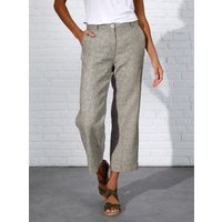 Witt Weiden Damen Leinen-Hose khaki-weiß-meliert von CREATION L PREMIUM