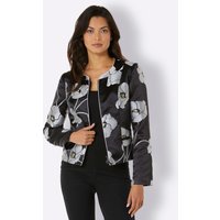 Witt Weiden Damen Polyester-Seiden-Blazer schwarz-grau-gemustert von CREATION L PREMIUM