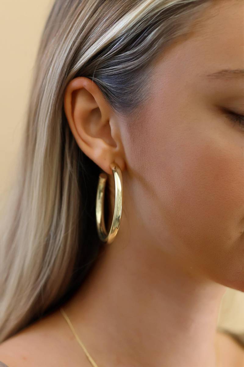 Icon - 50 Mm Chunky Hoop Ohrringe in Gold Getaucht Große Creolen 1 Paar Mutige Große Ohrring von CreationMegane