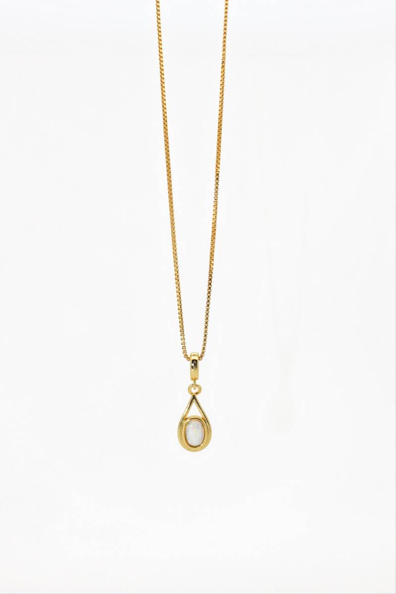 Weißer Opal Anhänger Und 14Kt Gold Filled Halskette | Oval Tropfen Lünette Für Frauen Geburtsstein Geschenk von CreationMegane