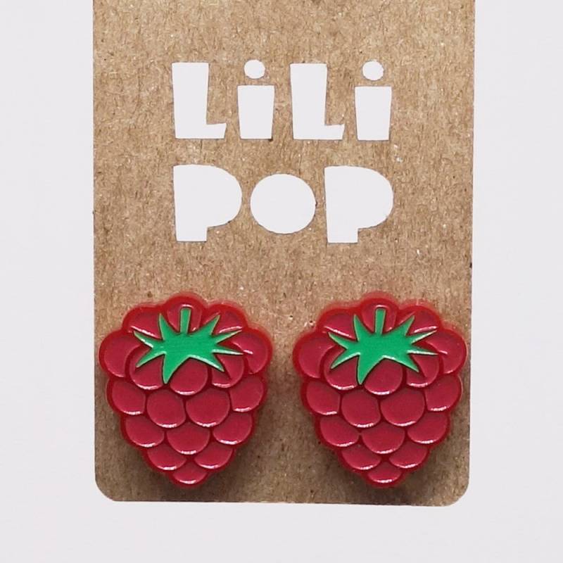 Himbeer-Ohrringe | Lili0786, Kunststoff-Nagelstiel, Wiedergewonnene Früchte, Laser-Lilipop von CreationsLilipop