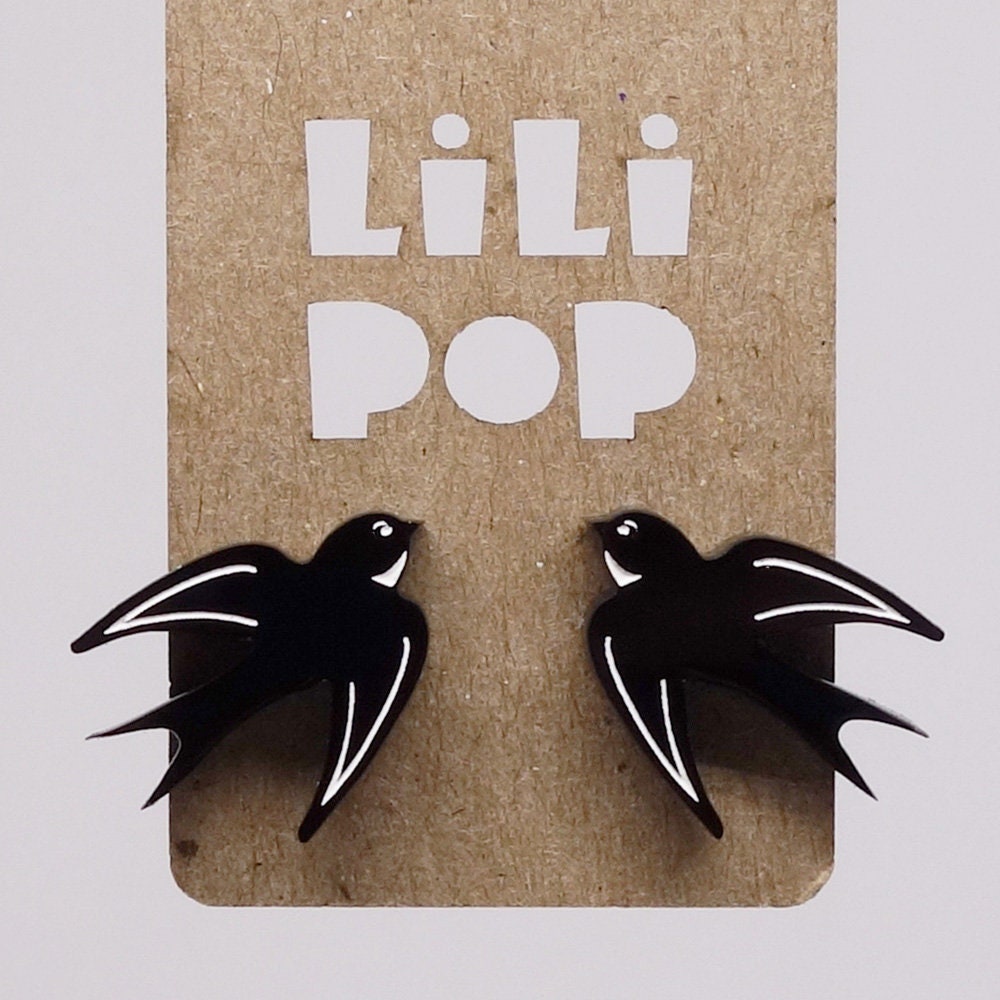 Hirondelle Ohrstecker Lili0719 Laserschwarzer Kunststoff Lilipop von CreationsLilipop