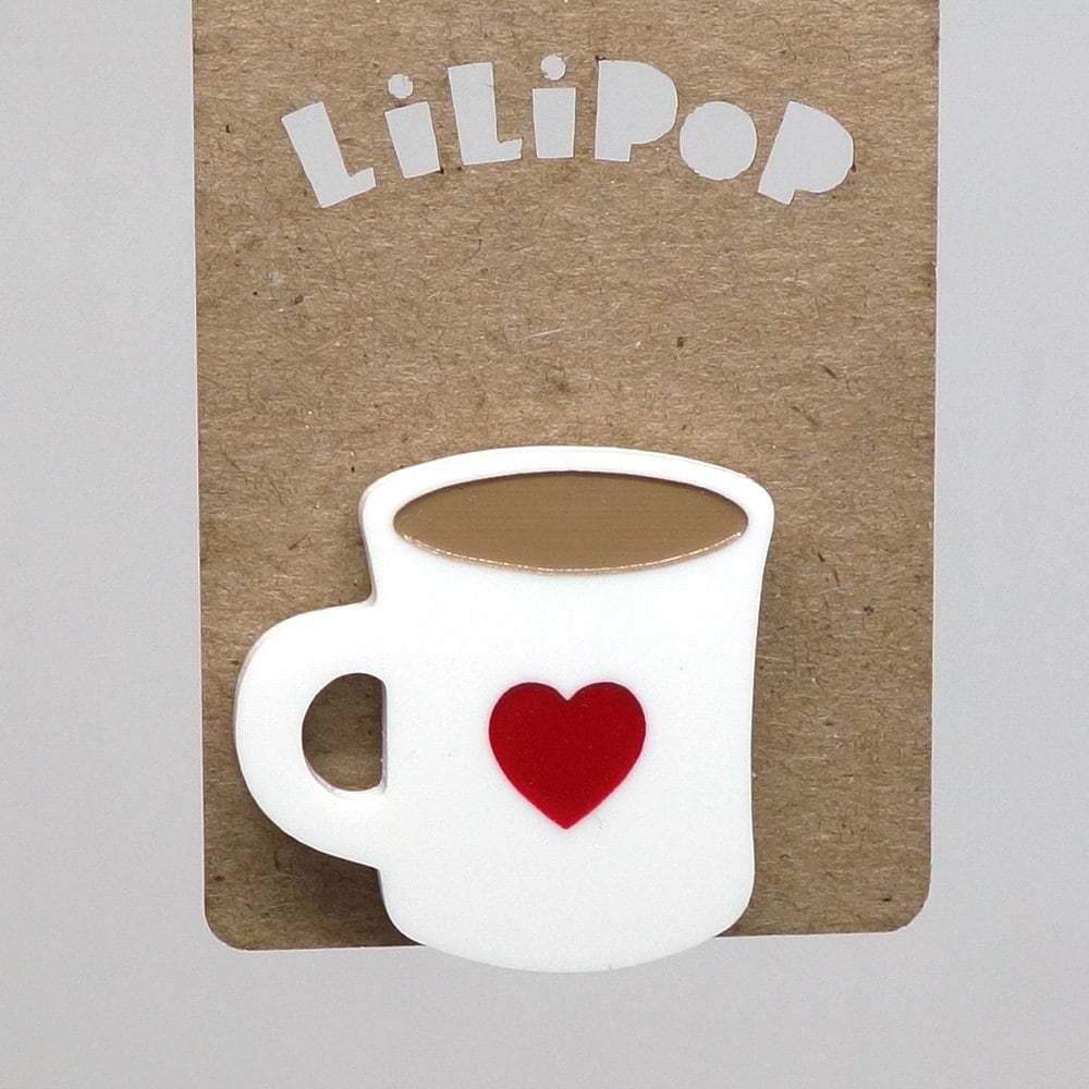 Kaffee | Lili0613-Laser-Lilipop Geborgen Roten Kunststoff Herz Pin von CreationsLilipop