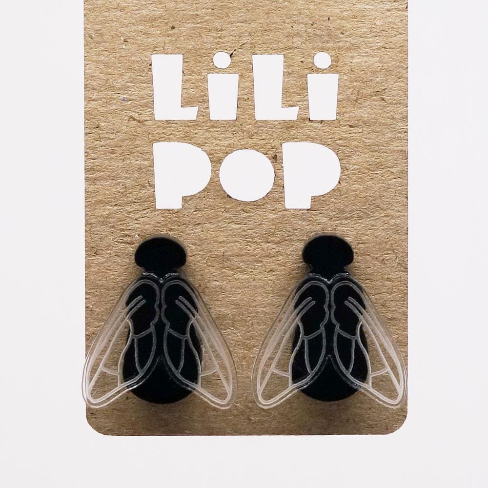 Lili0320 Ohrringe Schwarze Fliege, Insekten Aus Recyceltem Kunststoff, Lasergeschnittene Lilipop von CreationsLilipop