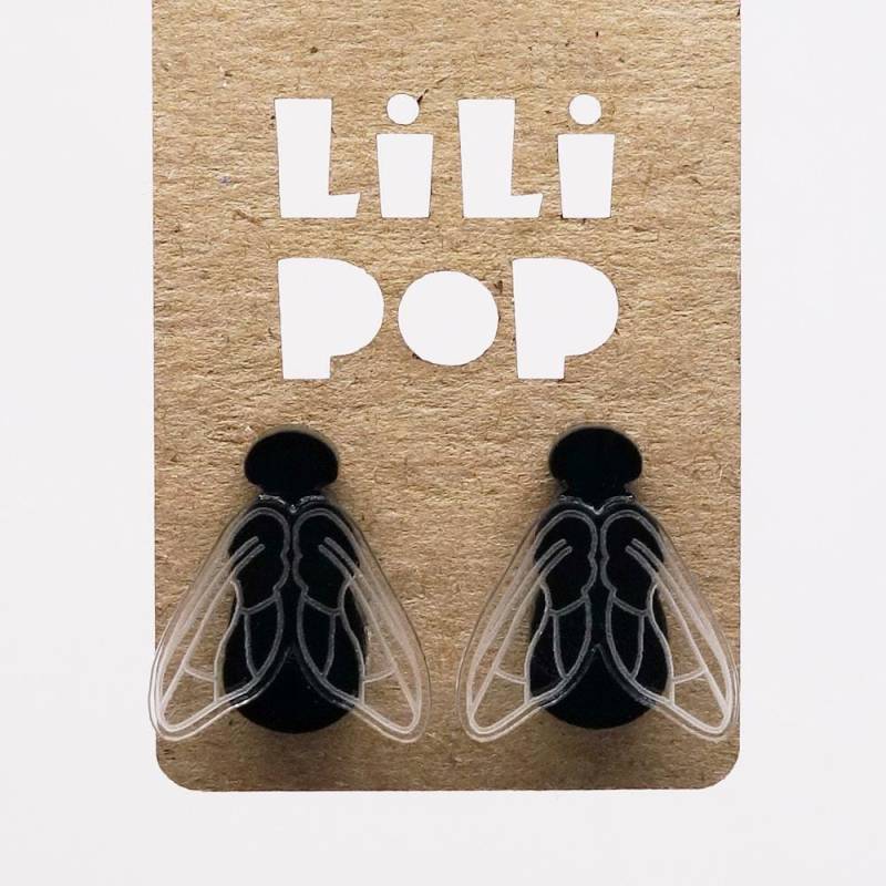 Lili0320 Ohrringe Schwarze Fliege, Insekten Aus Recyceltem Kunststoff, Lasergeschnittene Lilipop von CreationsLilipop