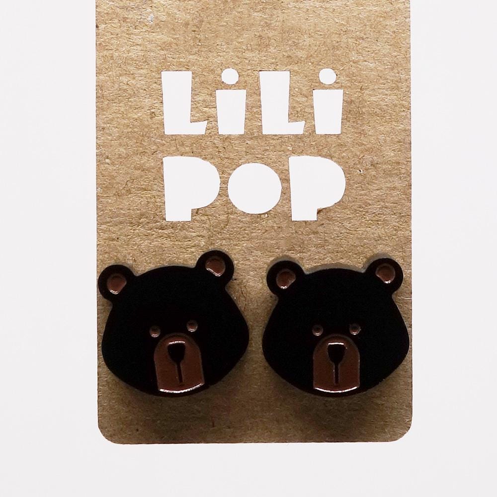 Lili0347 Ohrringe - Schwarzer Bär Recycelter Kunststoff Laserrecycling Lilipop von CreationsLilipop