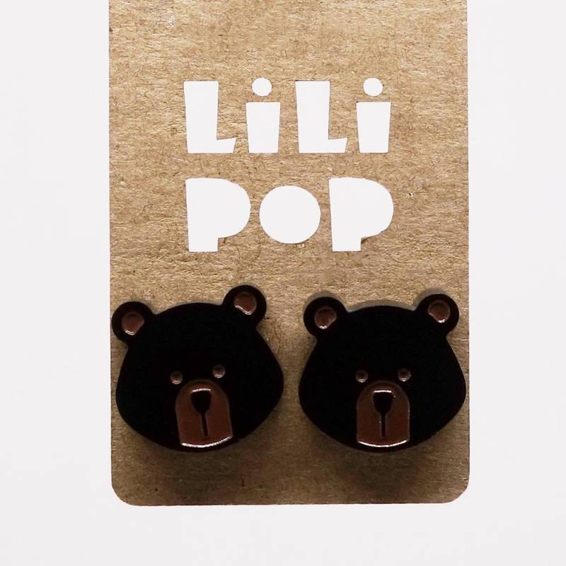 Lili0347 Ohrringe - Schwarzer Bär Recycelter Kunststoff Laserrecycling Lilipop von CreationsLilipop
