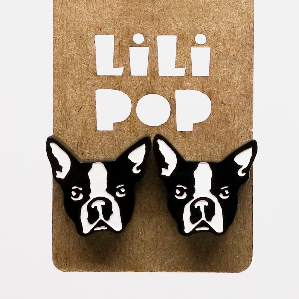 Lili0372 Boston Terrier Ohrringe, Kunststoff Recycelt, Laser Lilipop von CreationsLilipop