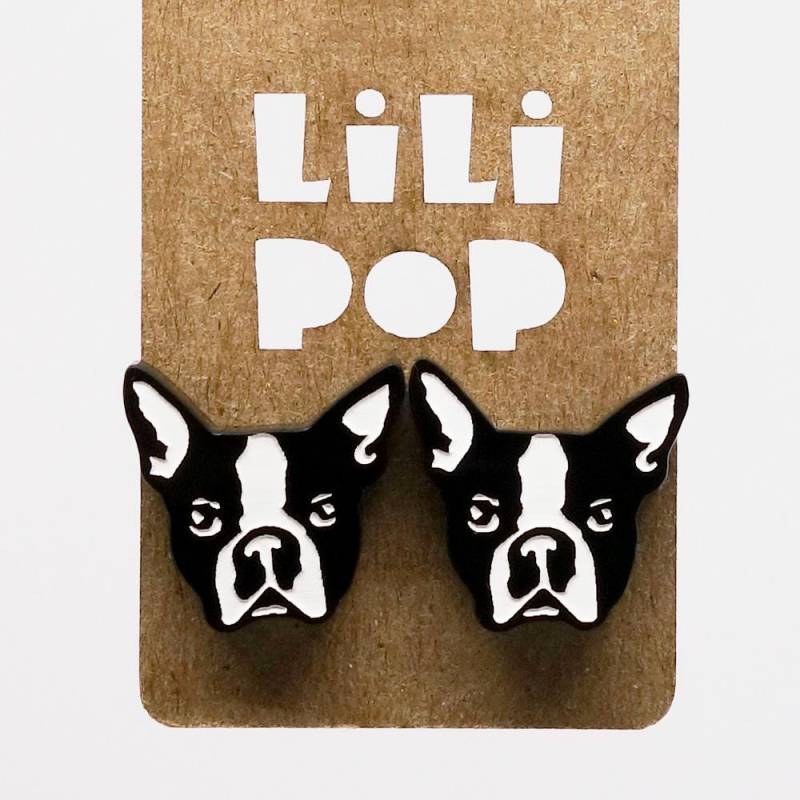 Lili0372 Boston Terrier Ohrringe, Kunststoff Recycelt, Laser Lilipop von CreationsLilipop