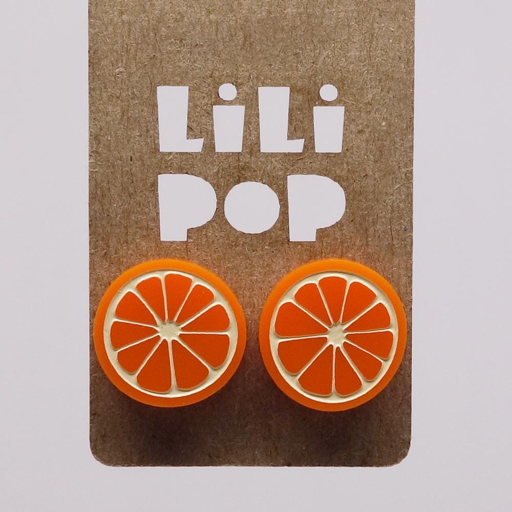 Lili0374 Ohrringe Aus Laserrecyceltem Kunststoff Mit Orangefarbenen Früchten | Lilipop von CreationsLilipop