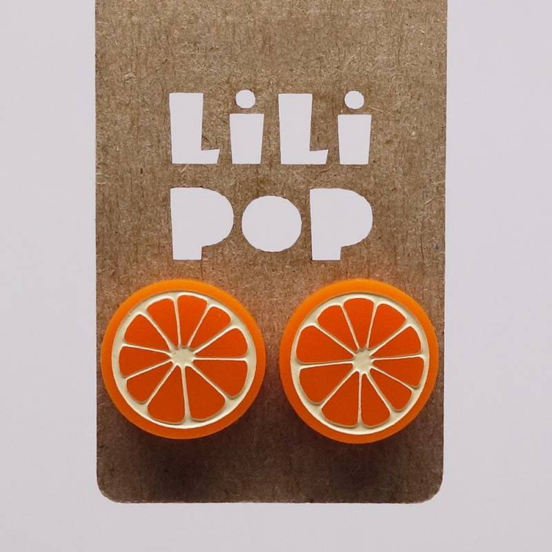 Lili0374 Ohrringe Aus Laserrecyceltem Kunststoff Mit Orangefarbenen Früchten | Lilipop von CreationsLilipop