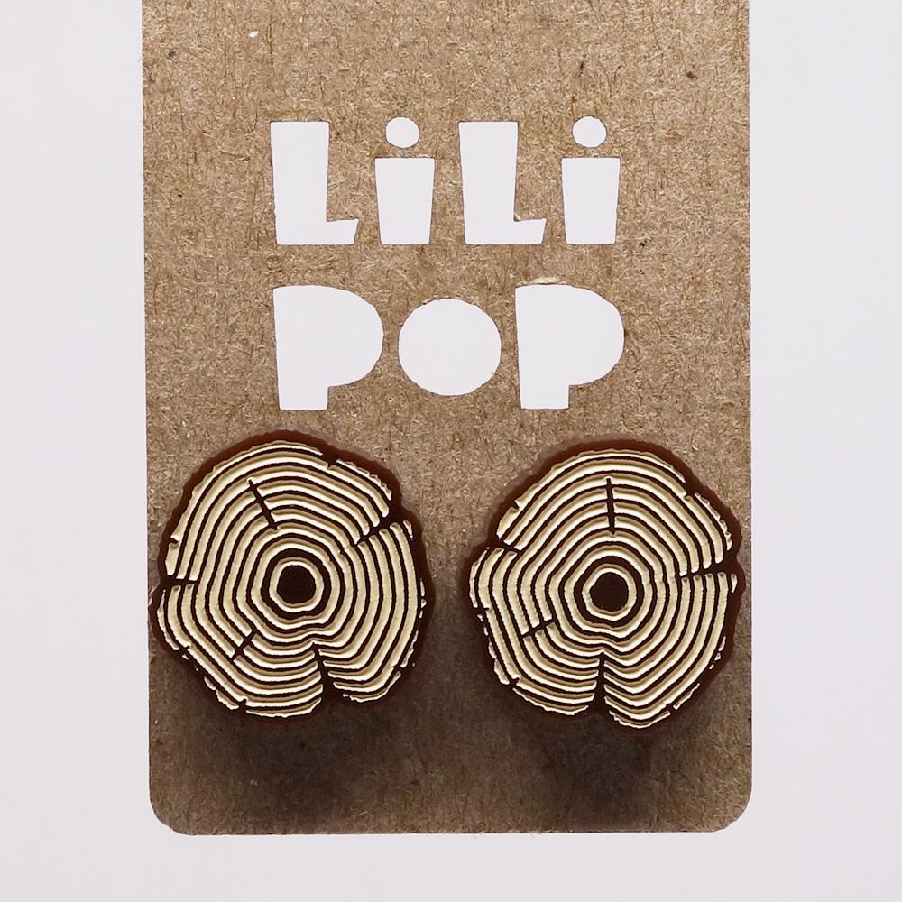 Lili0469 Ohrring - Braune Kunststoff-Baumscheibe, Recycelt Durch Laser-Lilipop von CreationsLilipop