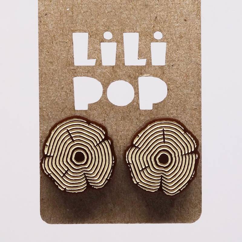 Lili0469 Ohrring - Braune Kunststoff-Baumscheibe, Recycelt Durch Laser-Lilipop von CreationsLilipop