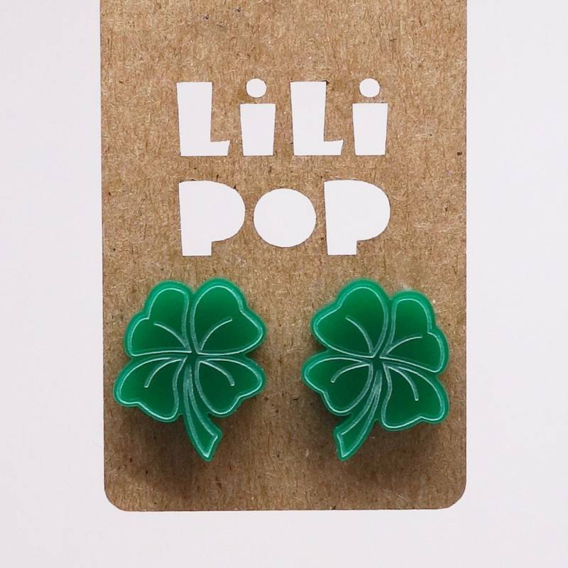 Lili0509 Ohrringe Mit Vierblättrigem Kleeblatt, Grüner Kunststoff, Laser Lilipop von CreationsLilipop