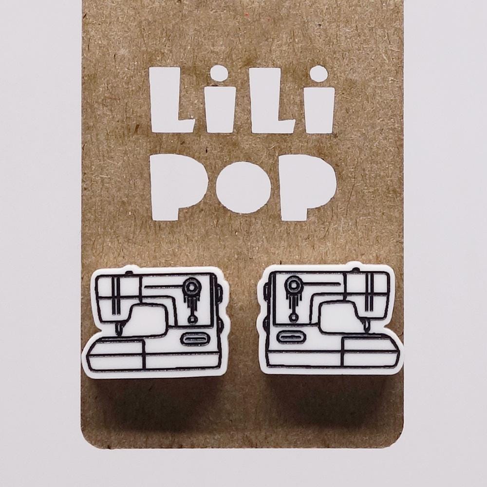 Lili0510 Ohrringe, Weiße Kunststoff-Nähmaschine, Recycelter Laser, Lilipop von CreationsLilipop