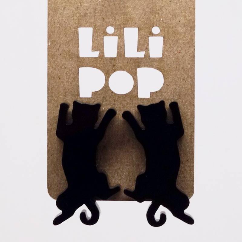 Lili0563 Ohrringe „Kletterkatze" Aus Recyceltem Kunststoff, Lasergeschnitten, Von Lilipop von CreationsLilipop
