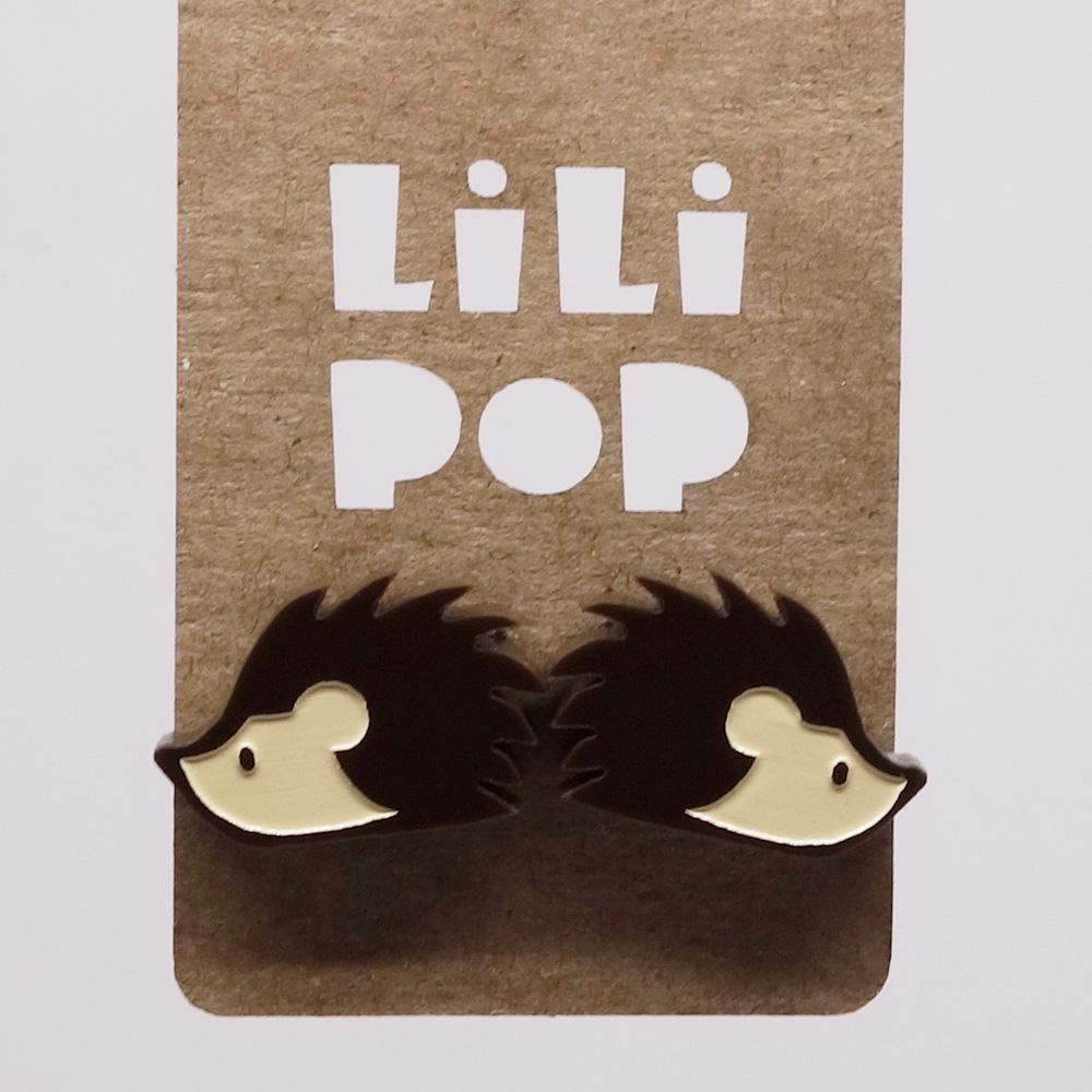 Lili0574 Ohrringe - Brauner Kunststoff-Igel Laserrecycelt Lilipop von CreationsLilipop