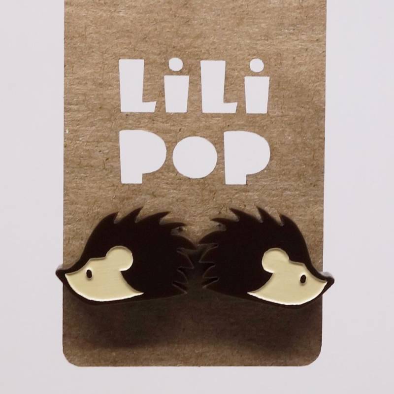 Lili0574 Ohrringe - Brauner Kunststoff-Igel Laserrecycelt Lilipop von CreationsLilipop