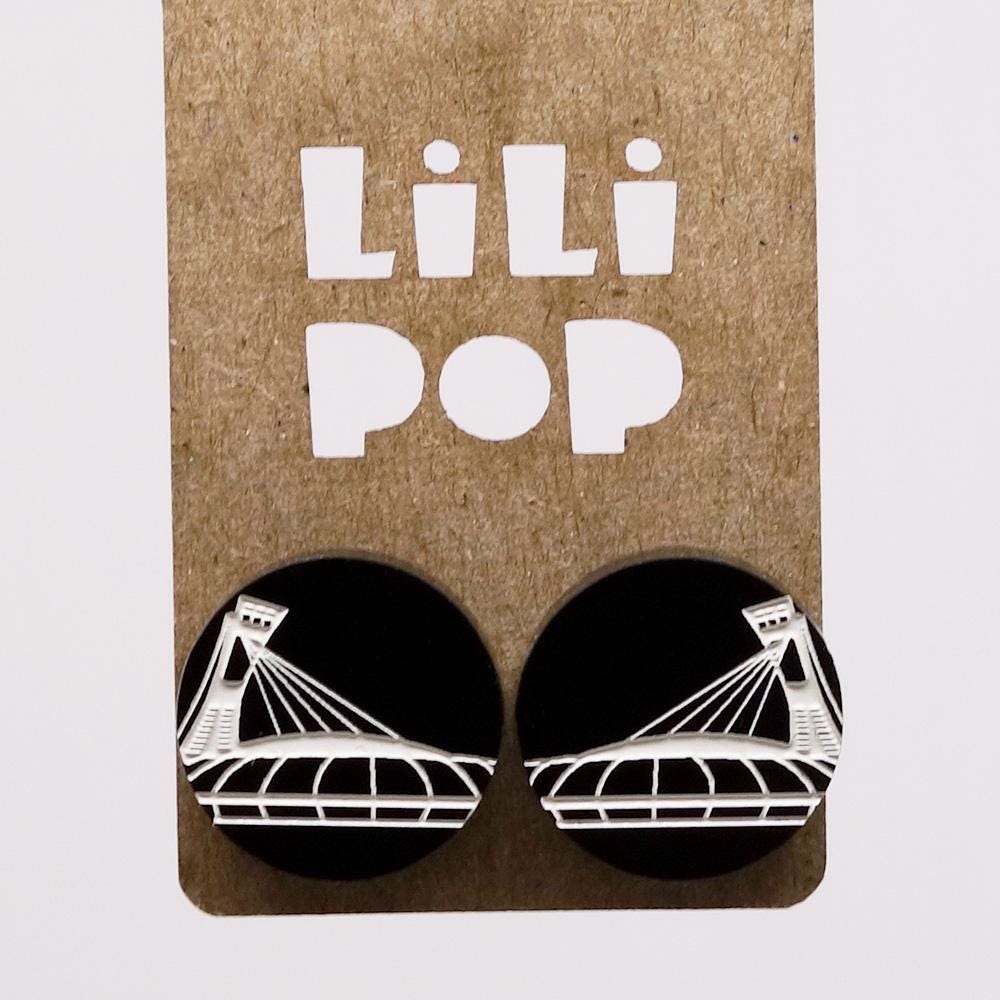 Lili0585 Ohrringe „Montreal Stadium", Recycelter Schwarzer Kunststoff, Lasergeschnitten, Lilipop von CreationsLilipop