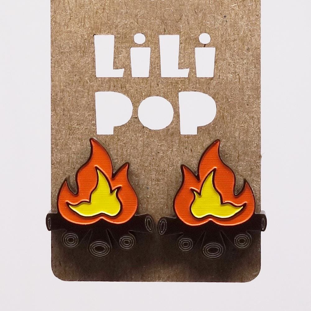 Lili0607 Ohrringe, Braunes Kunststoff-Lagerfeuer, Recycled Laser Lilipop von CreationsLilipop