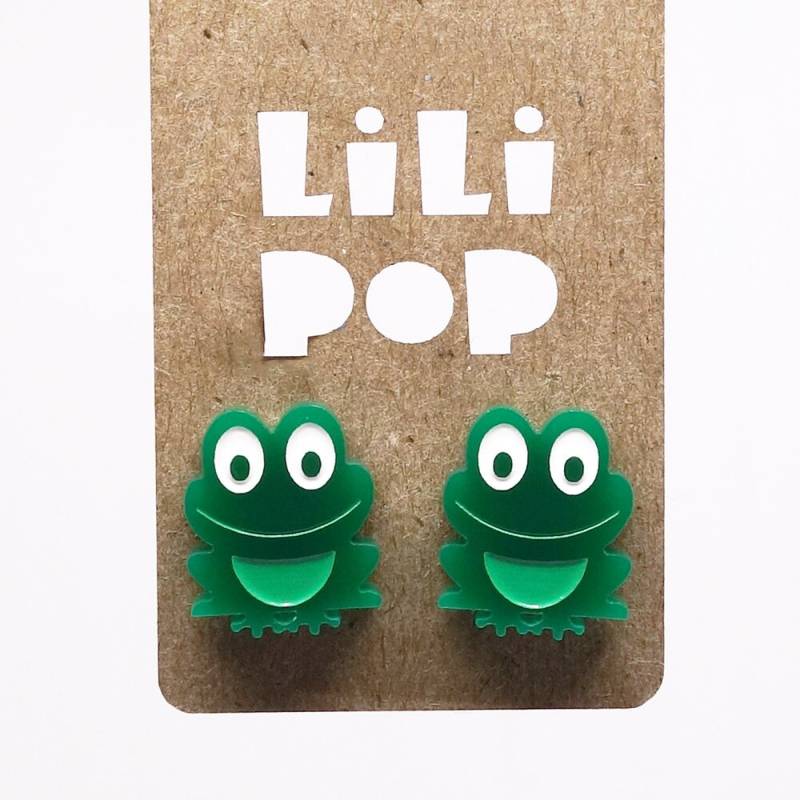 Lili0830 Ohrringe - Grüner Plastikfrosch Laserrecycelt Lilipop von CreationsLilipop