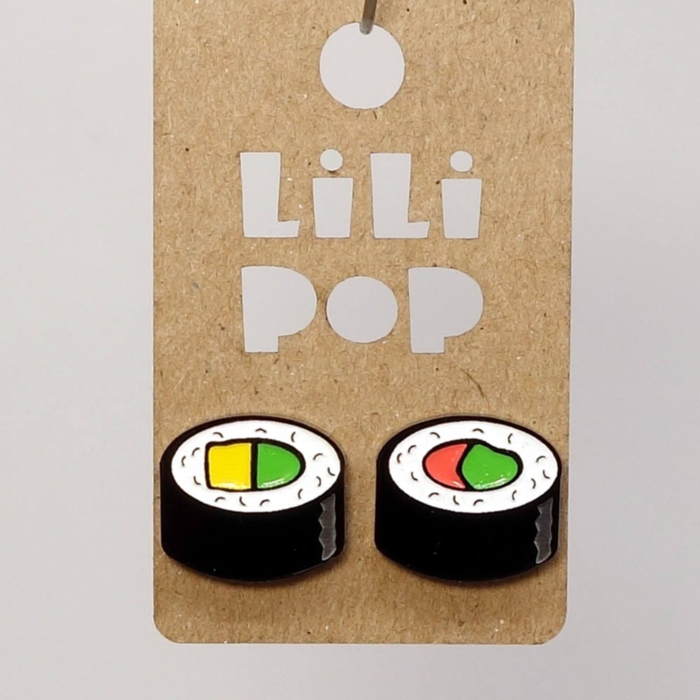 Maki-Sushi-Ohrstecker Lili0611 Wiedergewonnener Kunststoff von CreationsLilipop