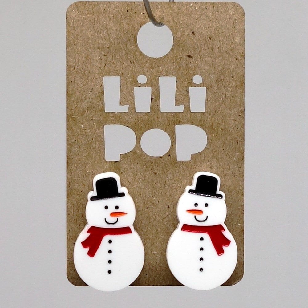 Ohrring Lili0468 Schneemann Grün Rot Winter Kunststoff Weiß Laser Lilipop von CreationsLilipop
