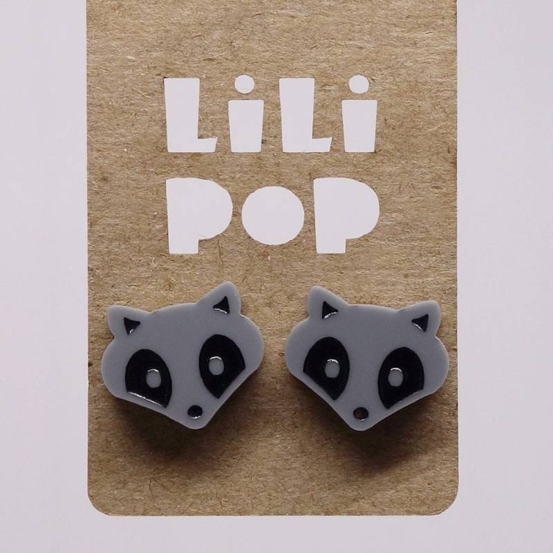 Ohrringe Lili0277 Raton Grauer Kunststoff Wiedergewonnen Laser Lilipop von CreationsLilipop