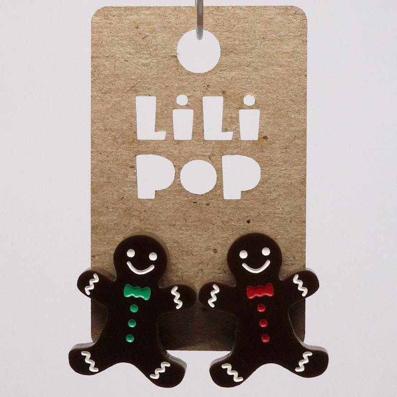 Ohrringe Lili0467 Lebkuchen Weihnachten Laser Lilipop Rot Grün Weiß von CreationsLilipop