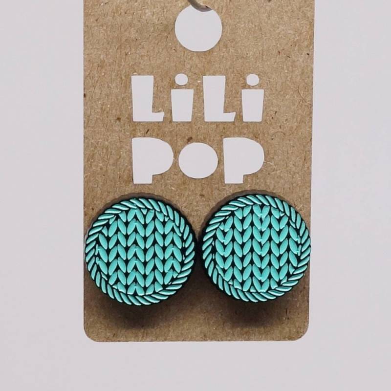 Ohrringe Lili0660 Edelstahl Stiel Strickstich Jersey Aqua Pink Grau Kunststoff Schwarz Laser Lilipop von CreationsLilipop