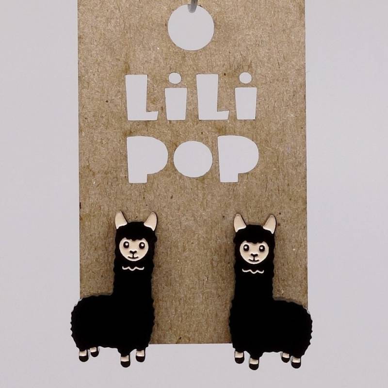 Ohrringe Lili0805 Alpaka Schwarz Weiß Kunststoff Wiedergewonnen Laser Lilipop von CreationsLilipop