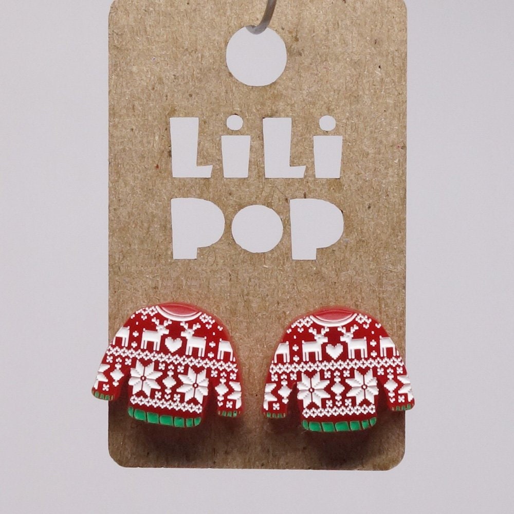 Ohrringe Lili0813 Lilipop Laserroter Weihnachtspullover Aus Kunststoff von CreationsLilipop