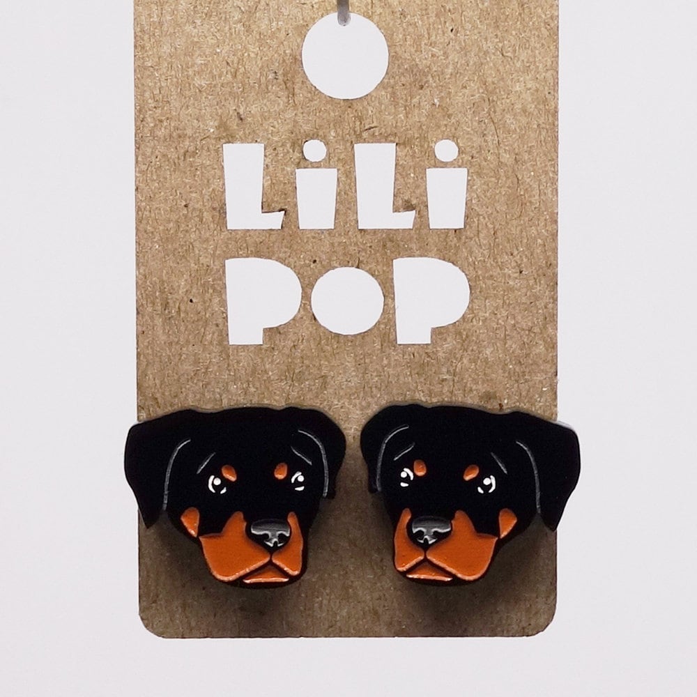 Ohrringe Lili0817 Rottweiler Hund Aus Schwarzem Kunststoff Laser Lilipop von CreationsLilipop