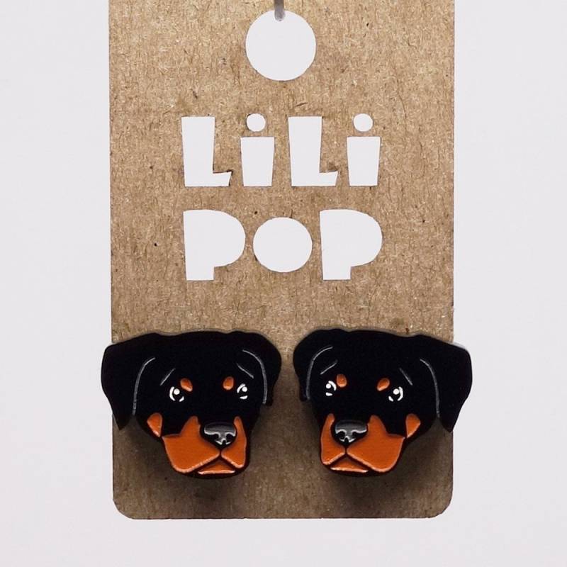 Ohrringe Lili0817 Rottweiler Hund Aus Schwarzem Kunststoff Laser Lilipop von CreationsLilipop