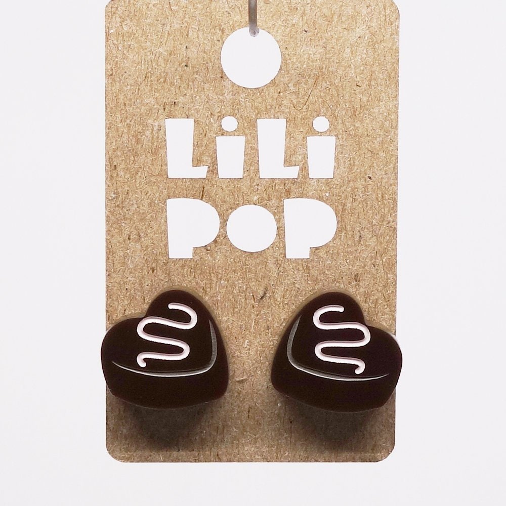 Ohrringe Lili0819 Schokolade Valentinstag Brauner Kunststoff Laser Lilipop von CreationsLilipop
