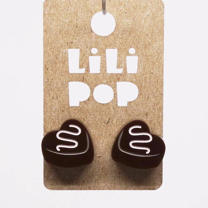 Ohrringe Lili0819 Schokolade Valentinstag Brauner Kunststoff Laser Lilipop von CreationsLilipop