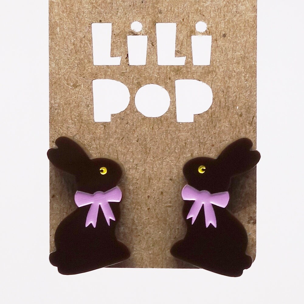 Ohrringe Lili0820 Osterhase Brauner Kunststoff Mit Lasergravur Lilipop von CreationsLilipop