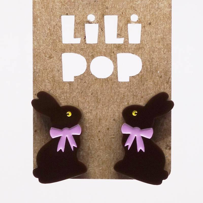 Ohrringe Lili0820 Osterhase Brauner Kunststoff Mit Lasergravur Lilipop von CreationsLilipop