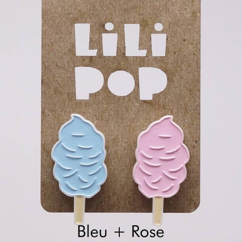 Ohrringe Lili0828 Zuckerwatte Rosa Blau Laser Lilipop von CreationsLilipop