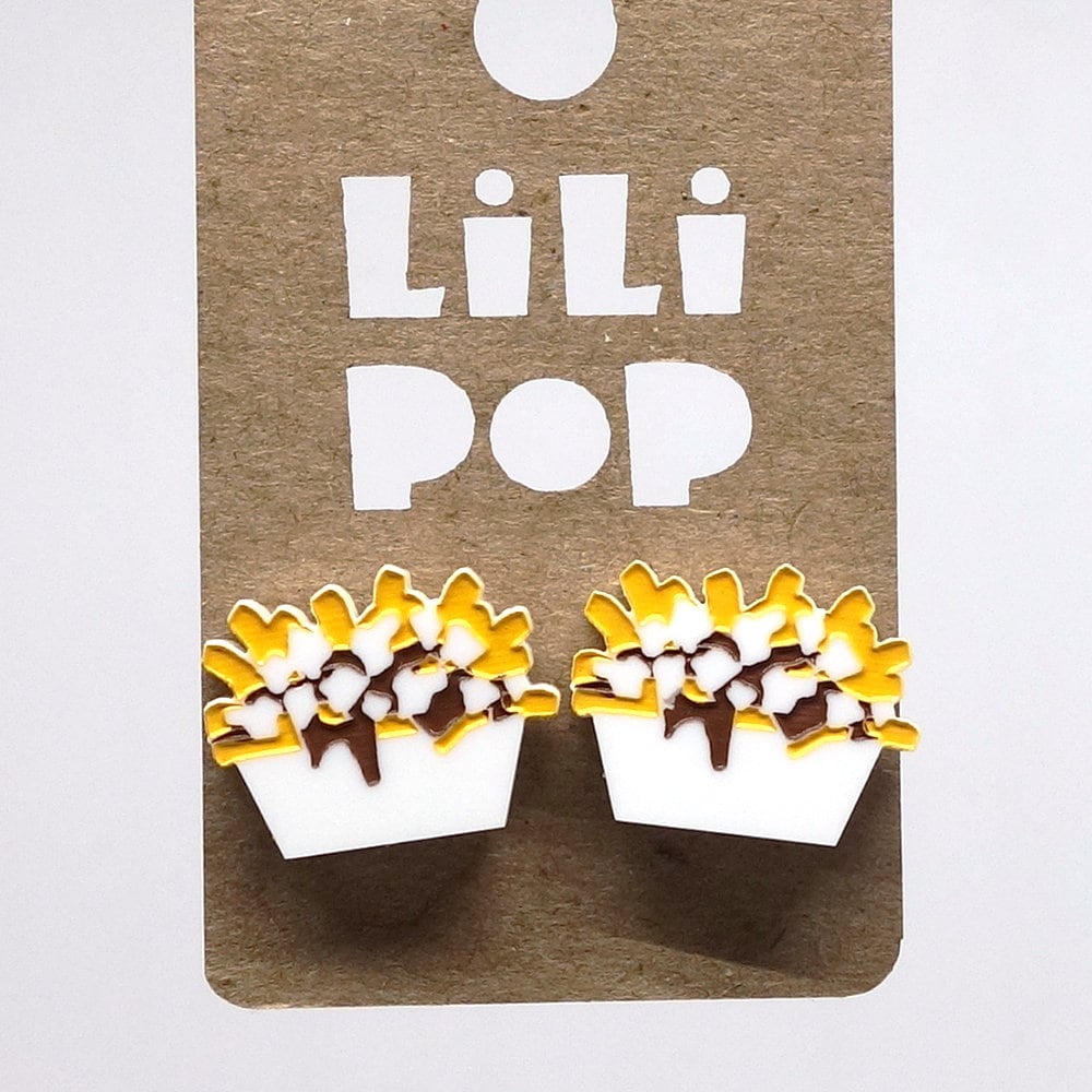 Ohrringe Lili0837 Poutine Aus Weißem, Wiedergewonnenem Laser-Lilipop-Kunststoff von CreationsLilipop