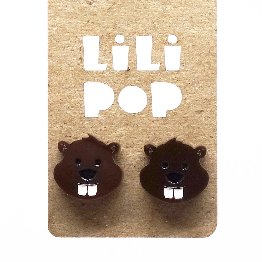 Ohrringe Lili0844 Brauner Biber Weißer Zahn Kunststoff Laser Lilipop von CreationsLilipop