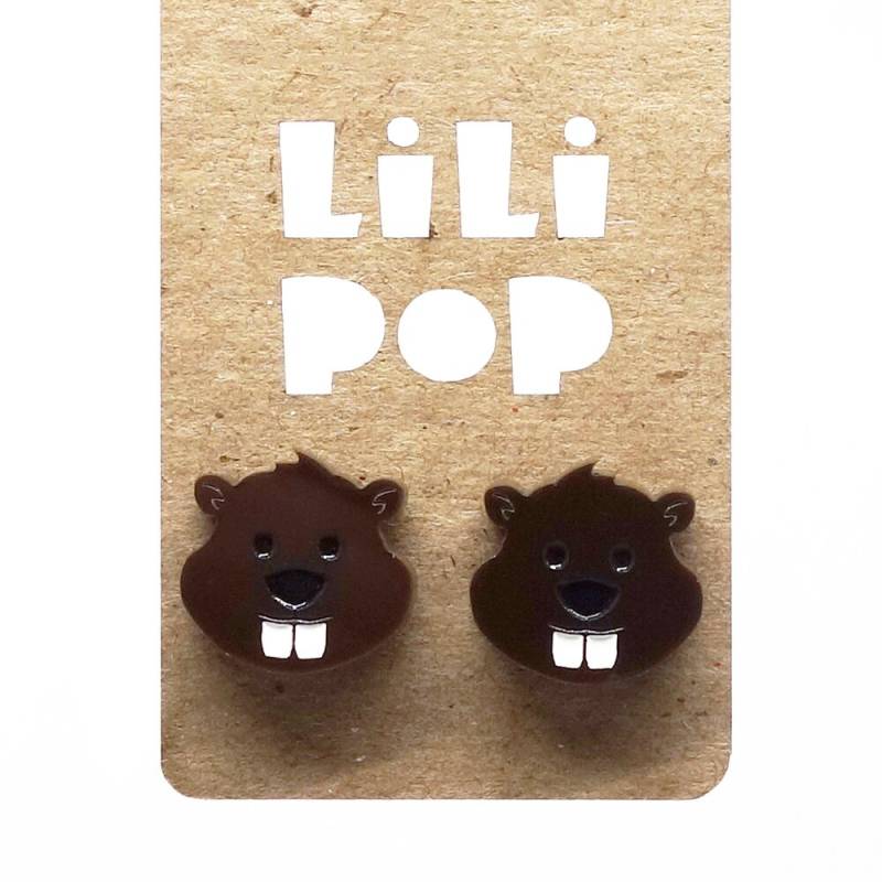 Ohrringe Lili0844 Brauner Biber Weißer Zahn Kunststoff Laser Lilipop von CreationsLilipop