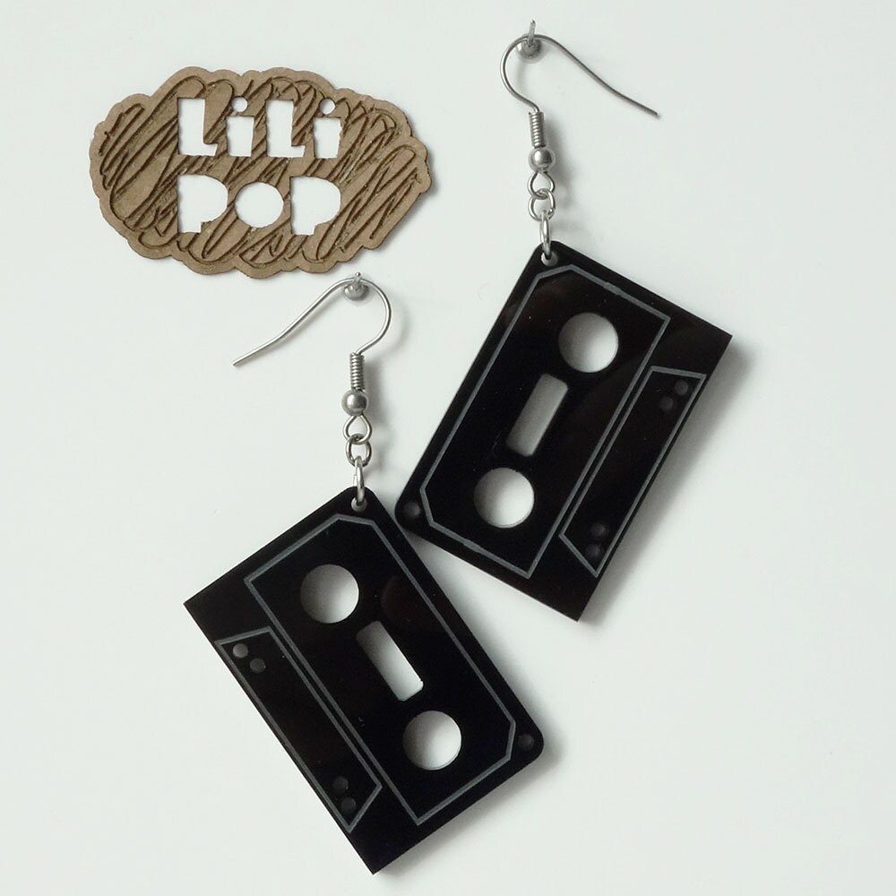 Ohrringe Mit „K7"-Haken | Lili0156 Aus Recyceltem Kunststoff, Lasergeschnitten Und Graviert von CreationsLilipop