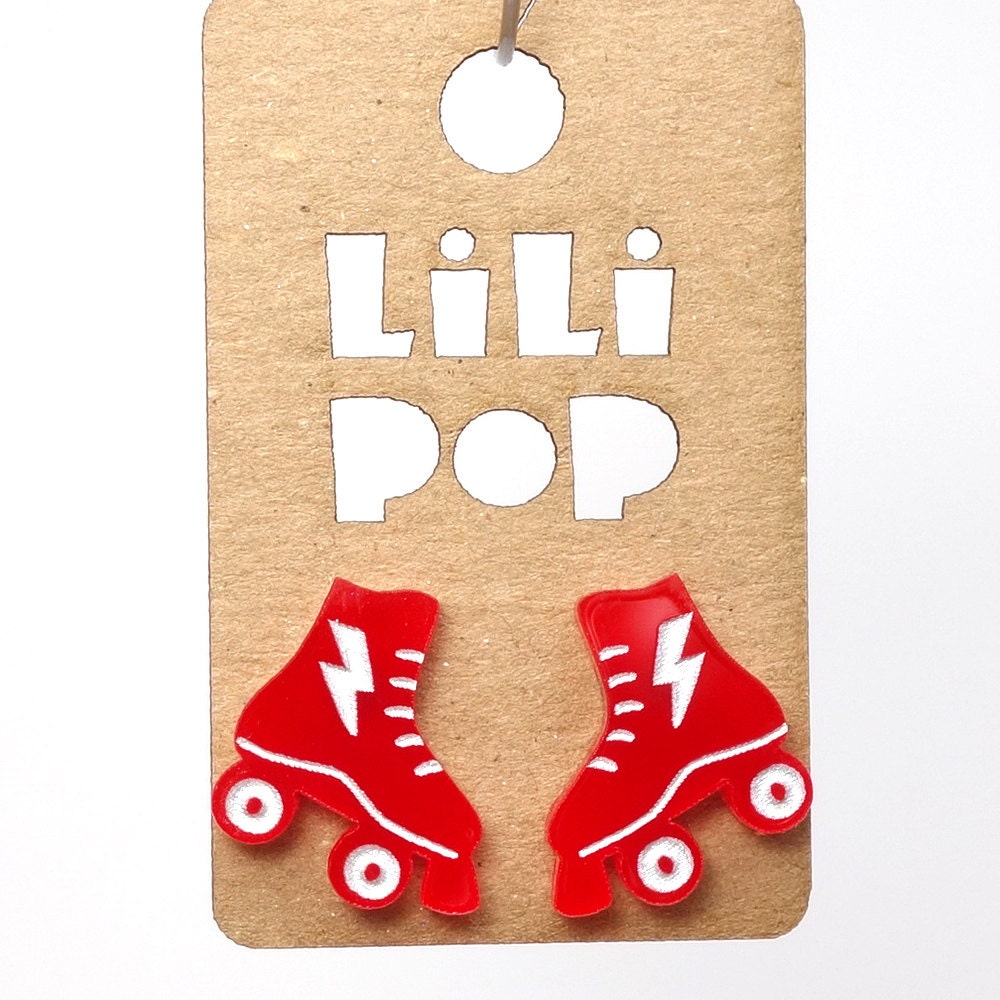 Ohrstecker „Rollschuhlaufen" | Lili0555 Aus Recyceltem Kunststoff, Graviert Und Lasergeschnitten von CreationsLilipop