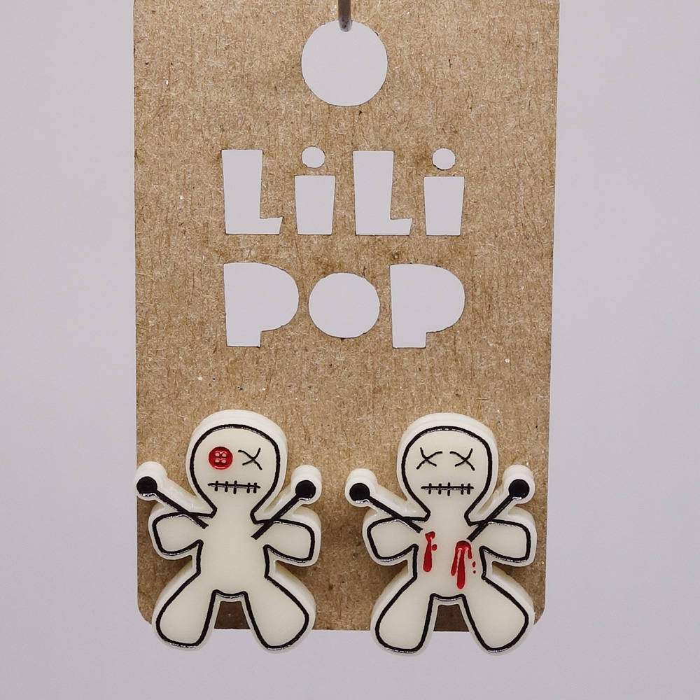 Ohrstecker Lili0230 Voodoo-Puppe Halloween Wiedergewonnener Kunststoff von CreationsLilipop