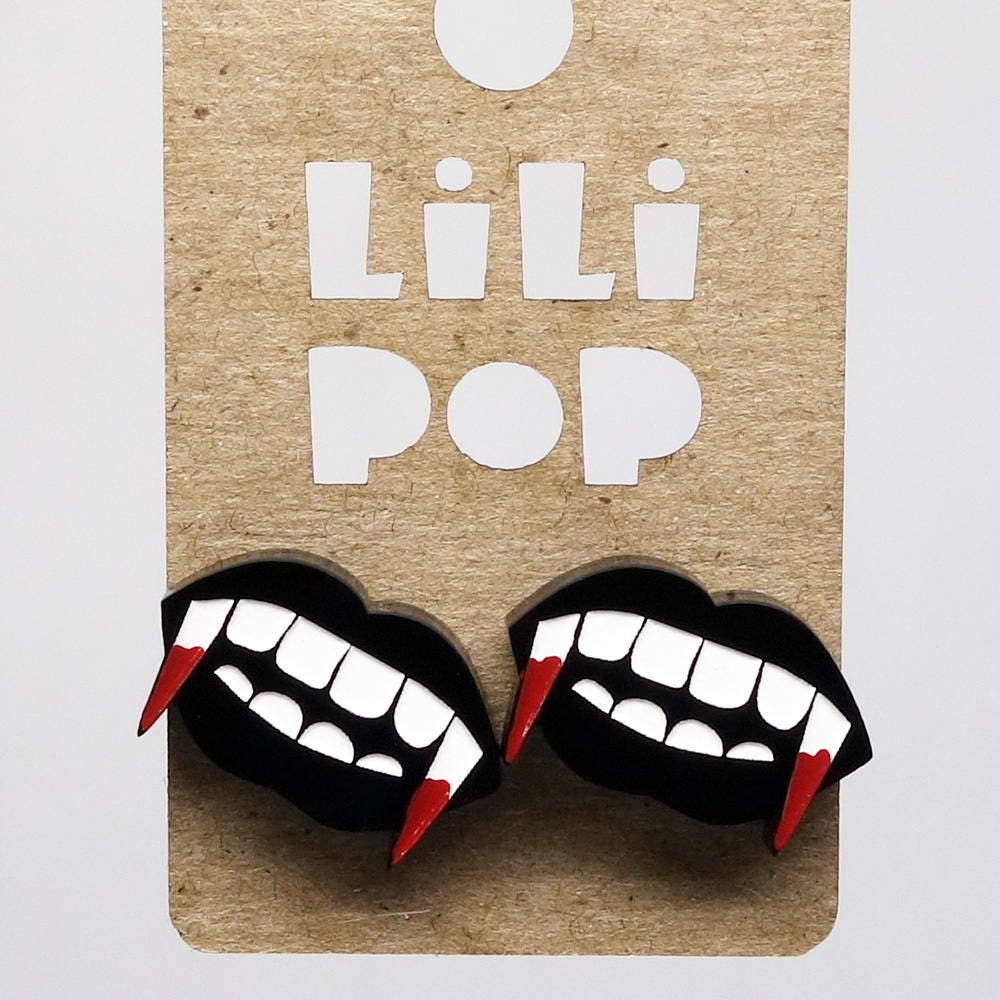 Ohrstecker Lili0232 Halloween Vampirzähne Aus Recyceltem Kunststoff von CreationsLilipop