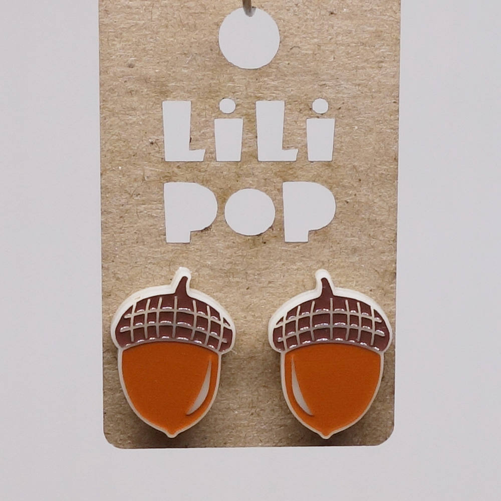 Ohrstecker Lili0645 Haselnussfarbene Kunststoffquaste von CreationsLilipop