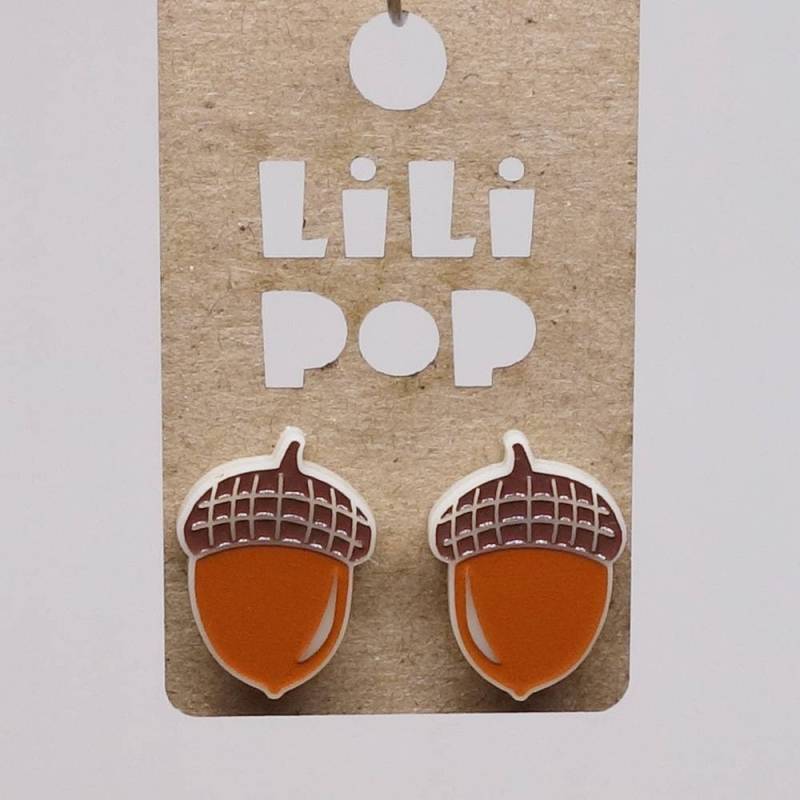 Ohrstecker Lili0645 Haselnussfarbene Kunststoffquaste von CreationsLilipop