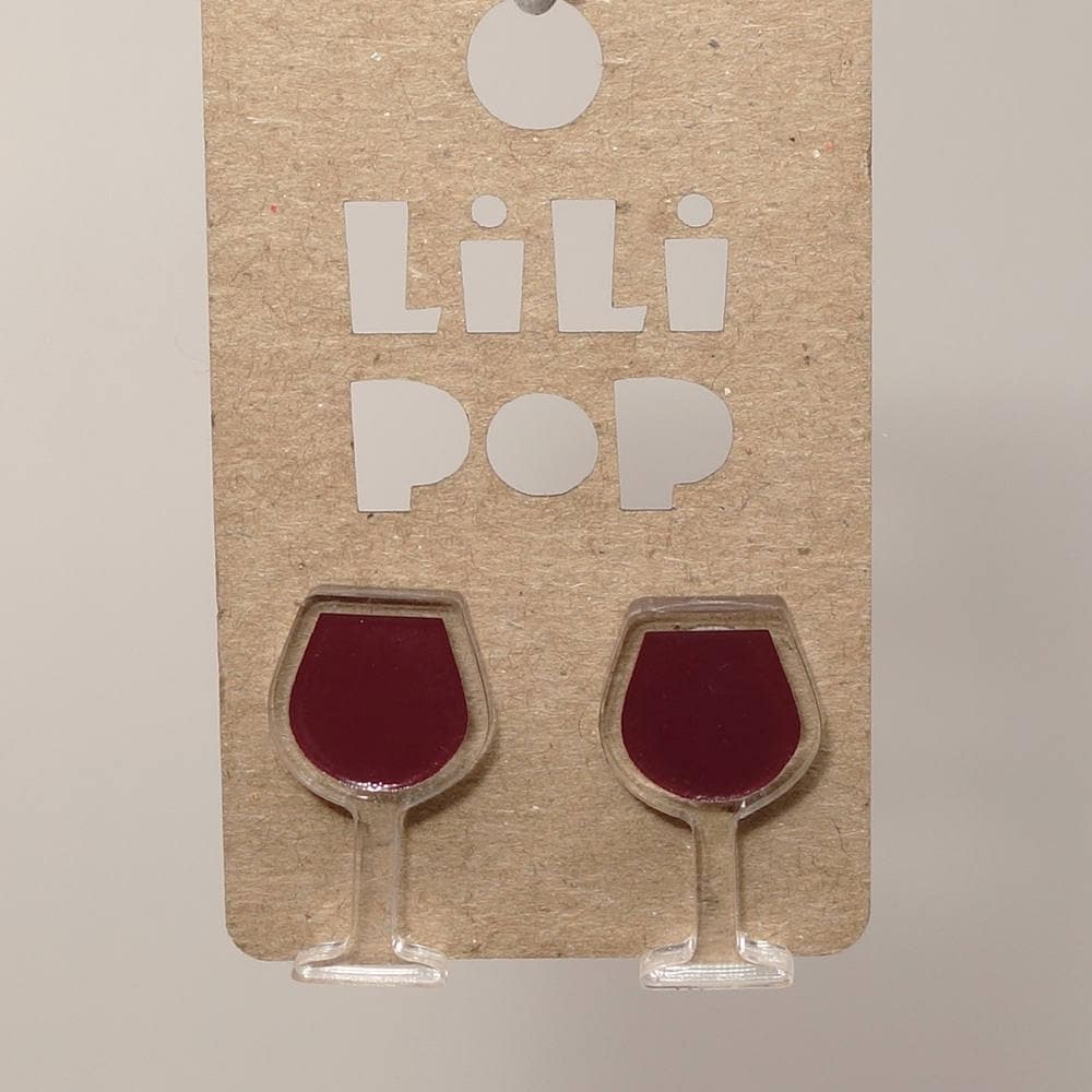 Ohrstecker Lili0652 Rot - Und Weißweinglas Aus Laserkunststoff von CreationsLilipop